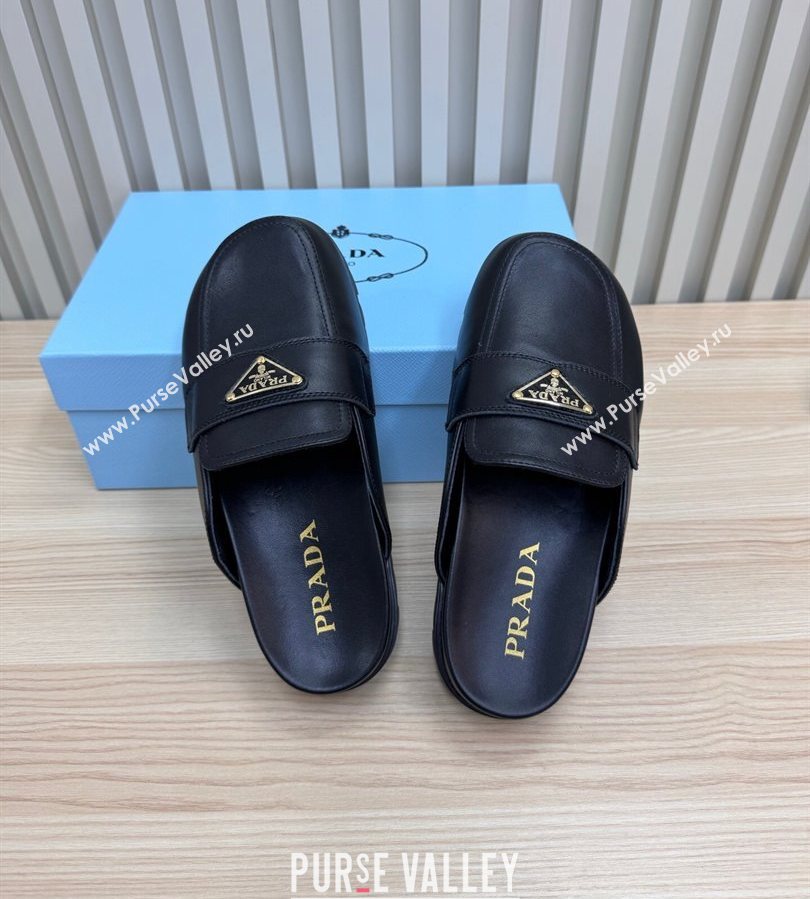 Prada Nappa Leather Flat Mules Black 2025 043002 (MD-250710104)