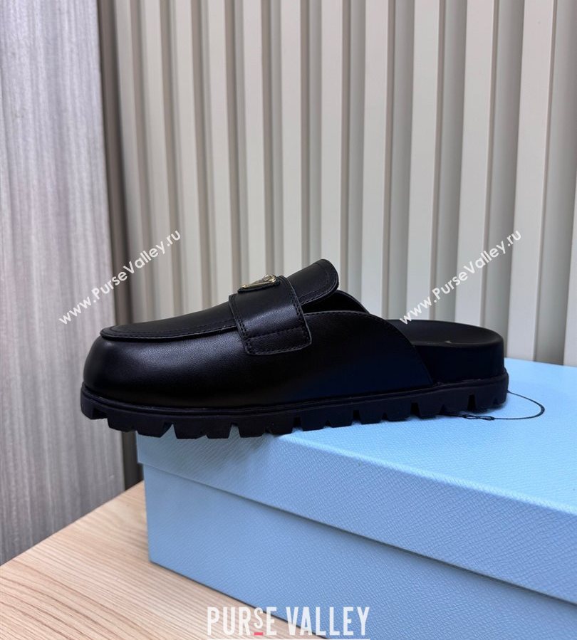 Prada Nappa Leather Flat Mules Black 2025 043002 (MD-250710104)
