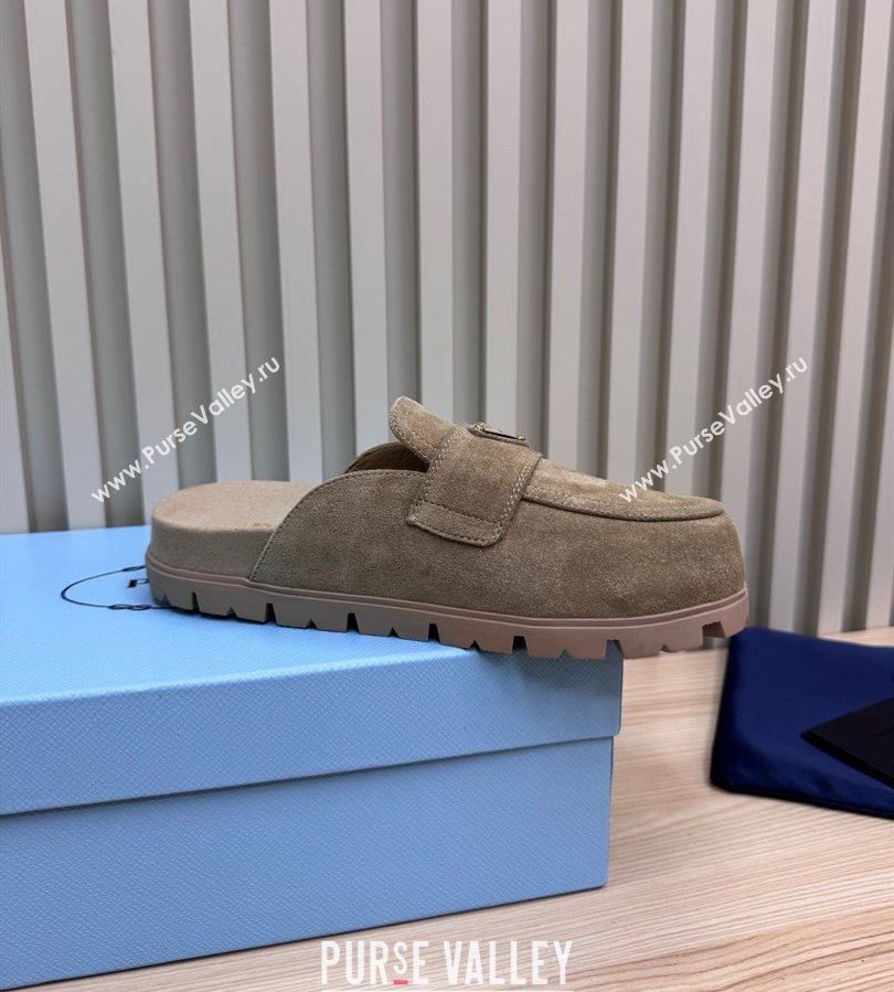 Prada Suede Flat Mules Grey 2025 043002 (MD-250710105)