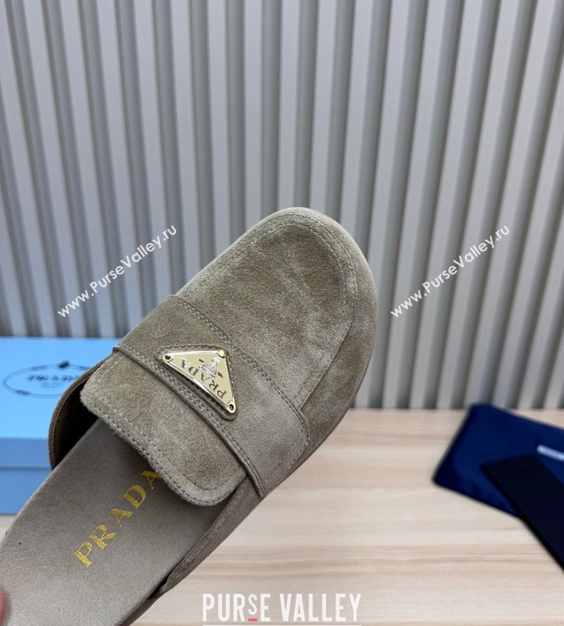 Prada Suede Flat Mules Grey 2025 043002 (MD-250710105)