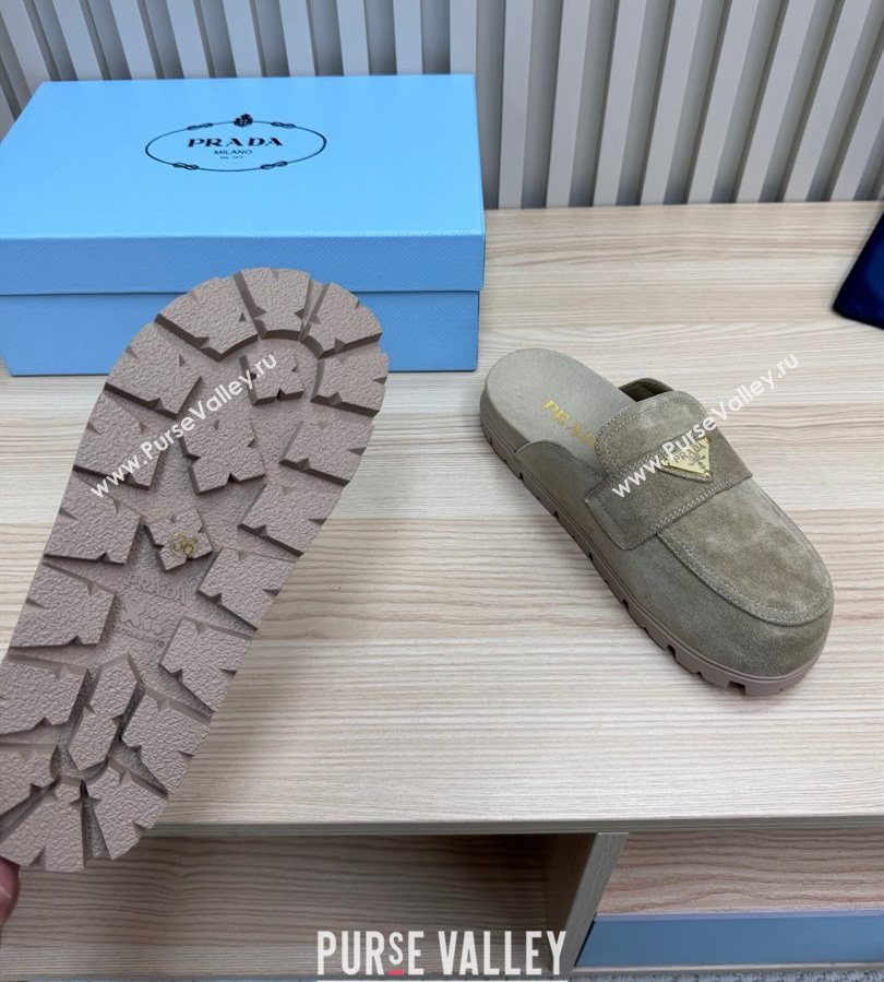 Prada Suede Flat Mules Grey 2025 043002 (MD-250710105)