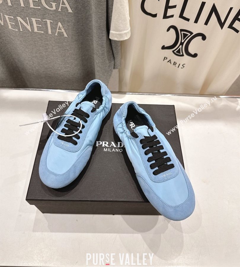 Prada Collapse Re-Nylon and suede sneakers Light Blue 2025 1E959N (MD-250710095)