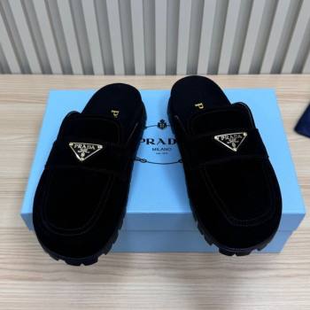 Prada Suede Flat Mules Black 2025 043002 (MD-250710108)