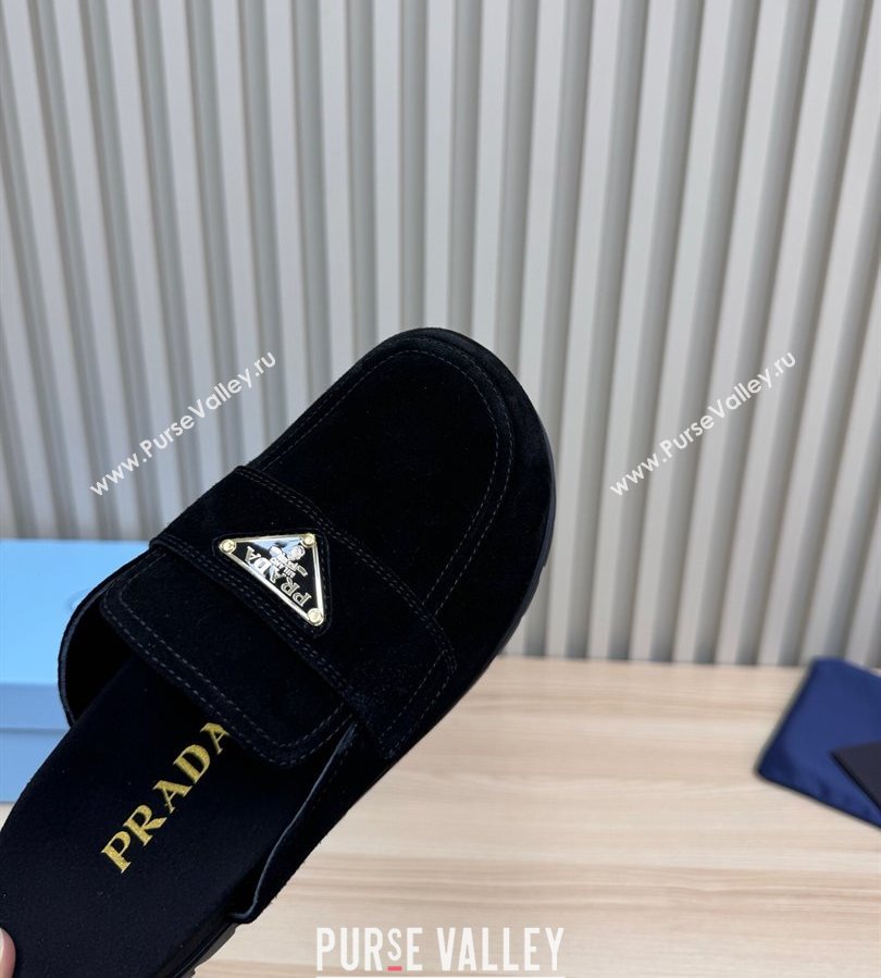 Prada Suede Flat Mules Black 2025 043002 (MD-250710108)