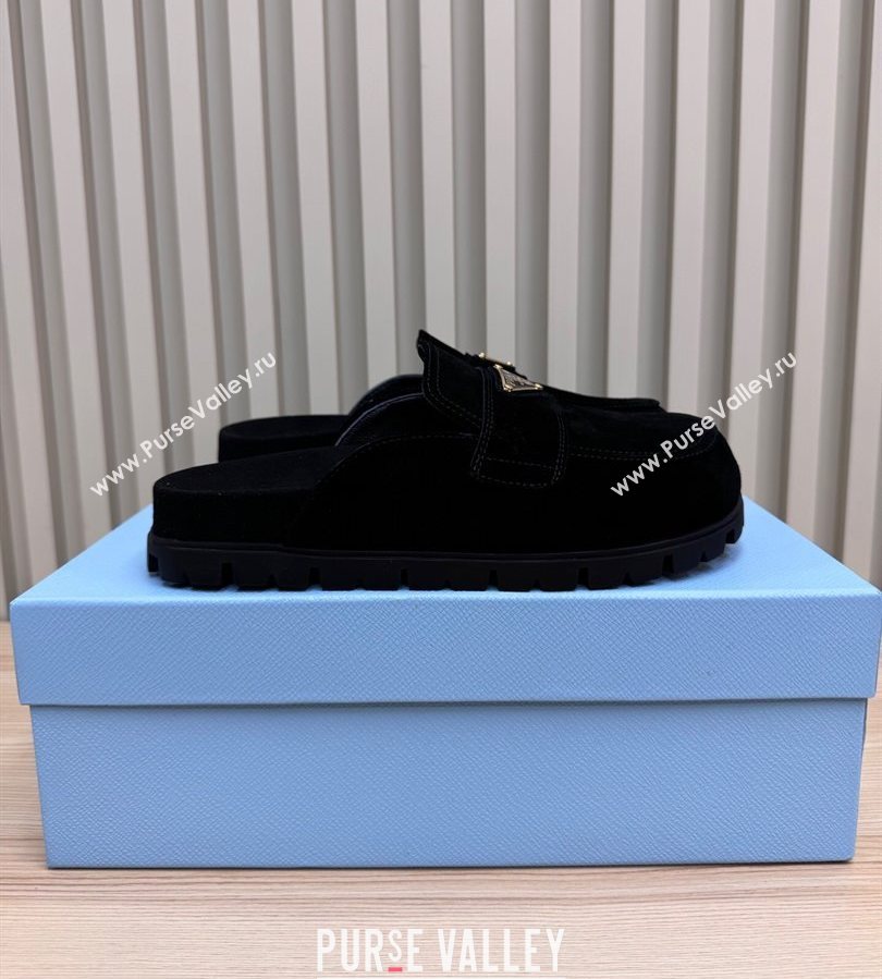 Prada Suede Flat Mules Black 2025 043002 (MD-250710108)