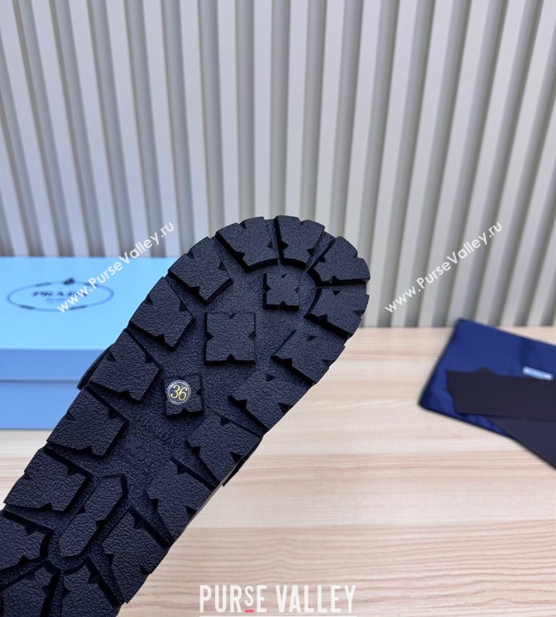 Prada Nappa Leather Flat Mules with Buckle Black 2025 PR071001 (MD-250710110)