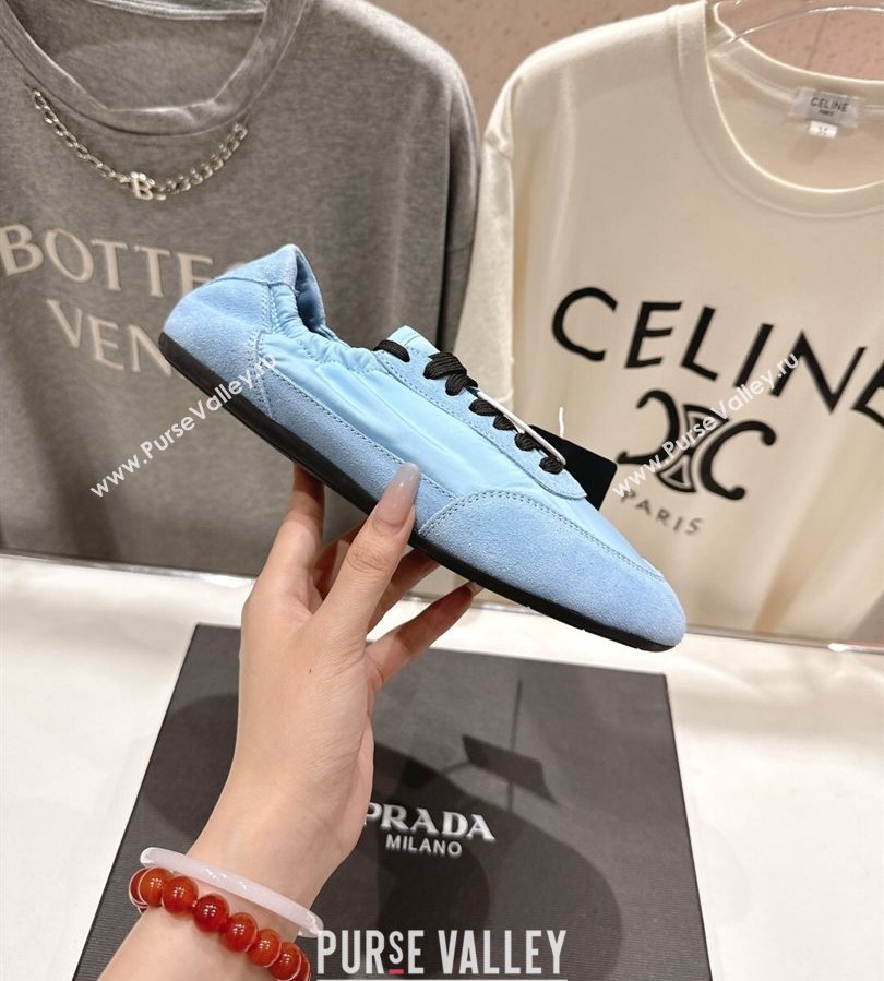 Prada Collapse Re-Nylon and suede sneakers Light Blue 2025 1E959N (MD-250710095)