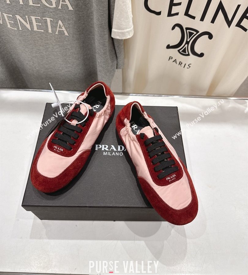Prada Collapse Re-Nylon and suede sneakers Pink/Red 2025 1E959N (MD-250710097)