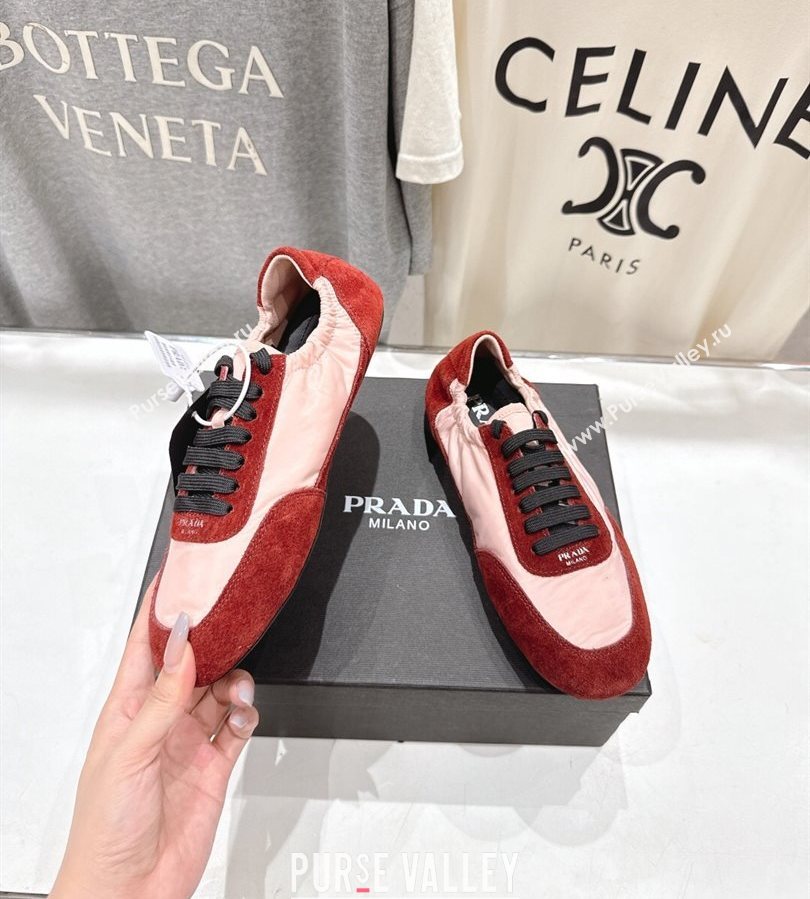 Prada Collapse Re-Nylon and suede sneakers Pink/Red 2025 1E959N (MD-250710097)