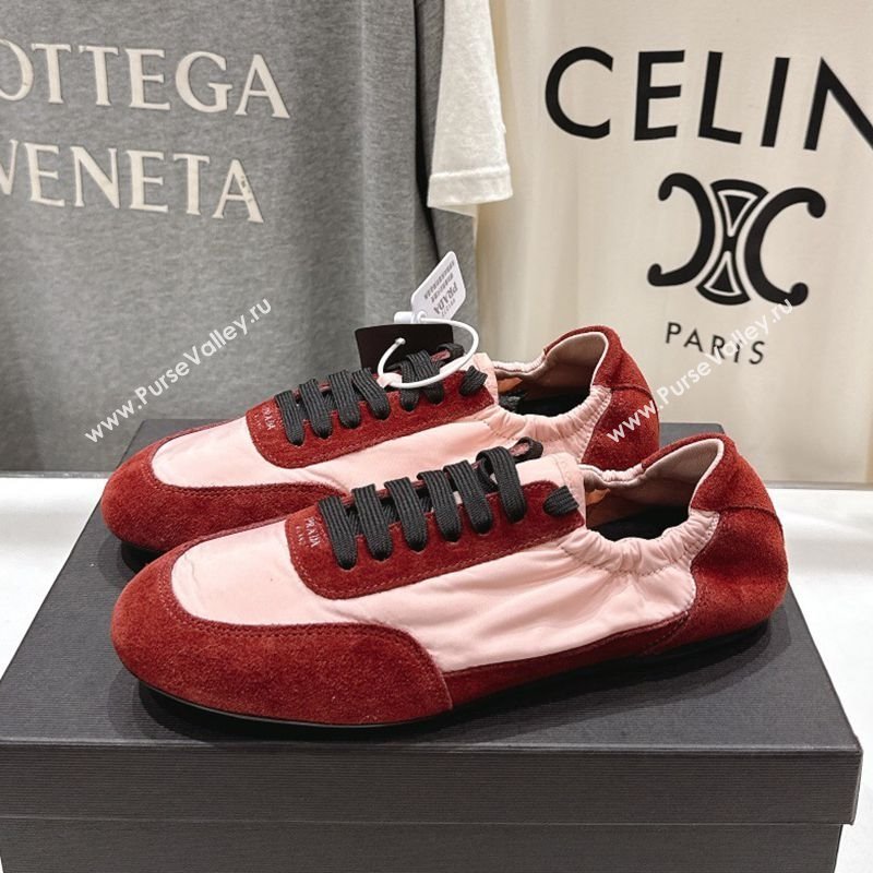 Prada Collapse Re-Nylon and suede sneakers Pink/Red 2025 1E959N (MD-250710097)