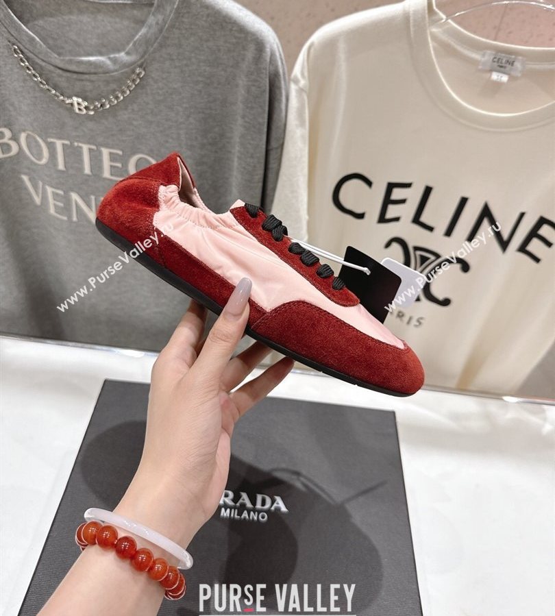 Prada Collapse Re-Nylon and suede sneakers Pink/Red 2025 1E959N (MD-250710097)