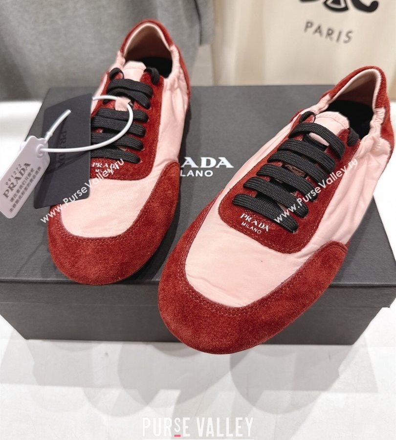 Prada Collapse Re-Nylon and suede sneakers Pink/Red 2025 1E959N (MD-250710097)