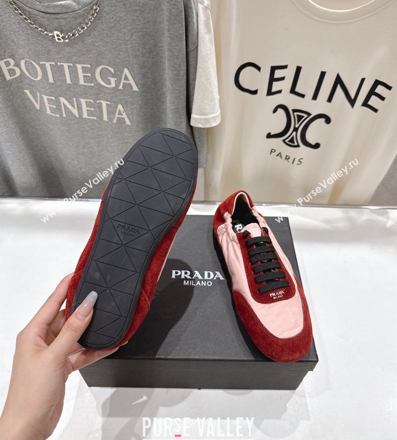 Prada Collapse Re-Nylon and suede sneakers Pink/Red 2025 1E959N (MD-250710097)