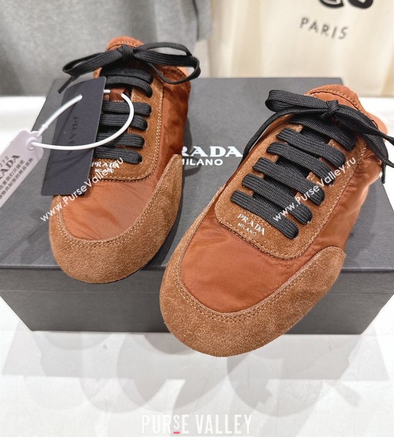 Prada Collapse Re-Nylon and suede mules Brown 2025 1E989N (MD-250710101)