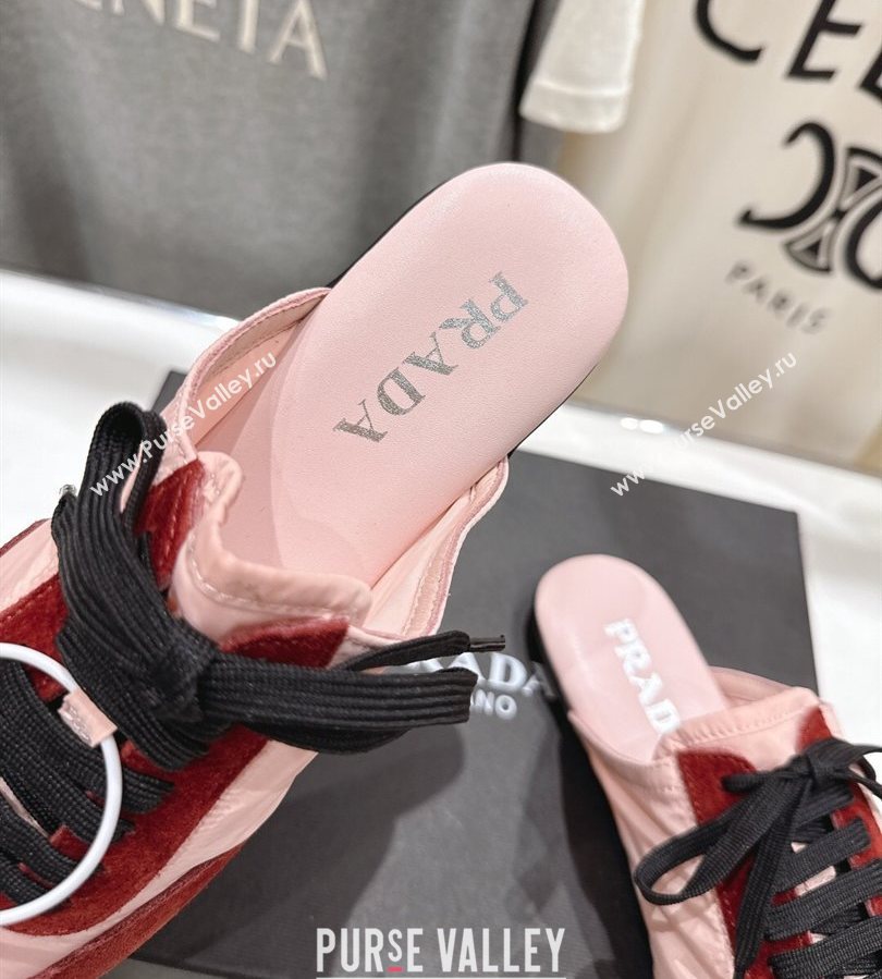 Prada Collapse Re-Nylon and suede mules Pink/Red 2025 1E989N (MD-250710102)