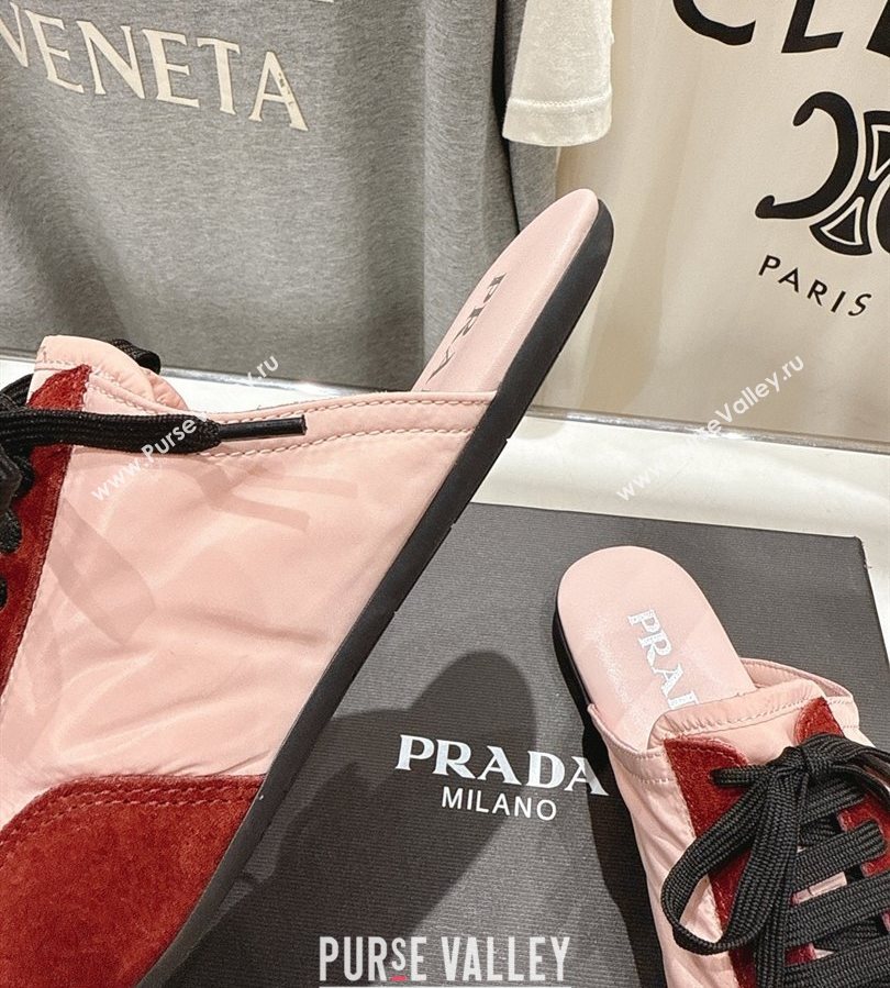 Prada Collapse Re-Nylon and suede mules Pink/Red 2025 1E989N (MD-250710102)