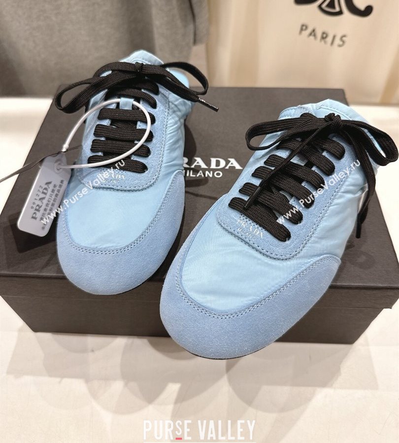 Prada Collapse Re-Nylon and suede mules Light Blue 2025 1E989N (MD-250710103)