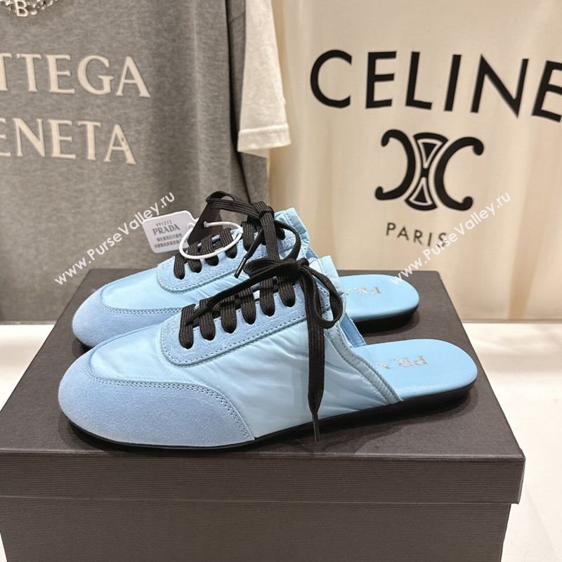 Prada Collapse Re-Nylon and suede mules Light Blue 2025 1E989N (MD-250710103)