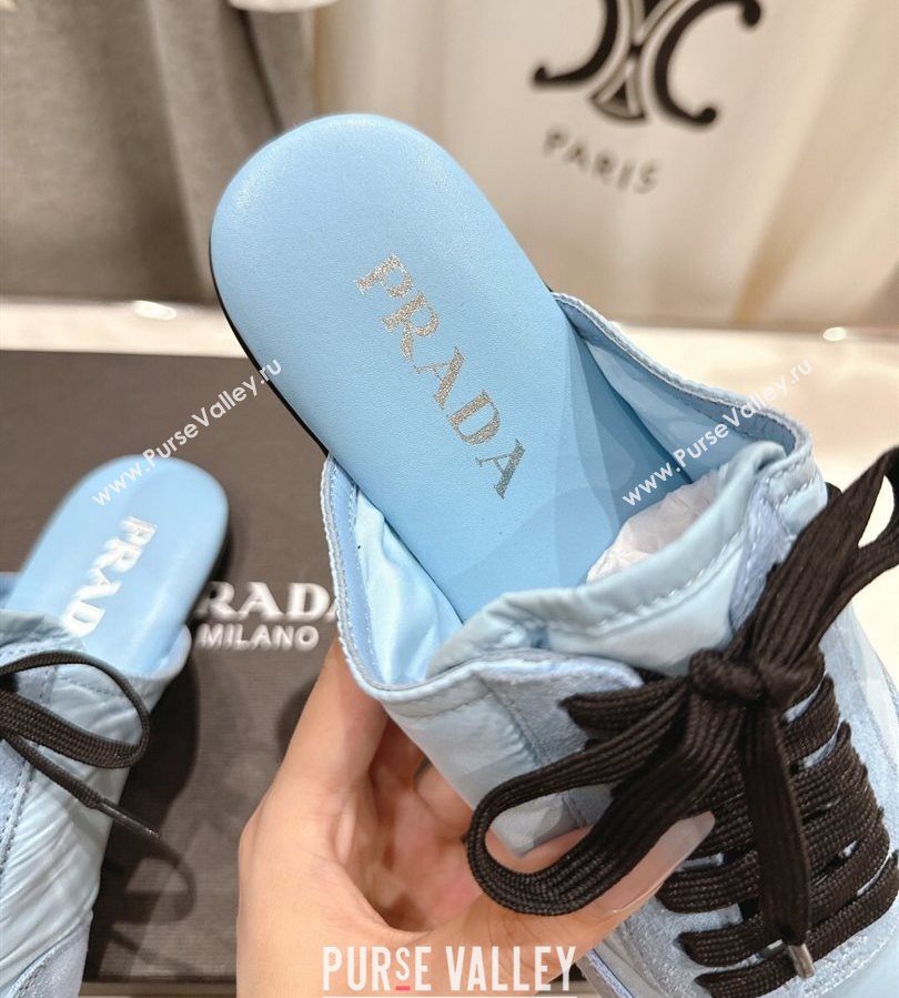 Prada Collapse Re-Nylon and suede mules Light Blue 2025 1E989N (MD-250710103)