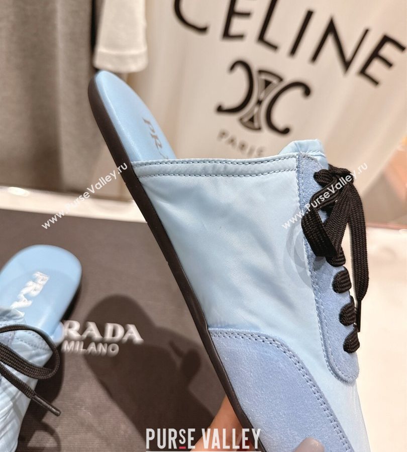 Prada Collapse Re-Nylon and suede mules Light Blue 2025 1E989N (MD-250710103)