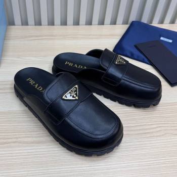 Prada Nappa Leather Flat Mules Black 2025 043002 (MD-250710104)