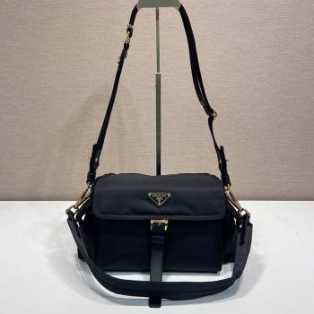 Prada Explore medium Re-Nylon shoulder bag with flap Black 2025 1BD394 (YZ-250808052)