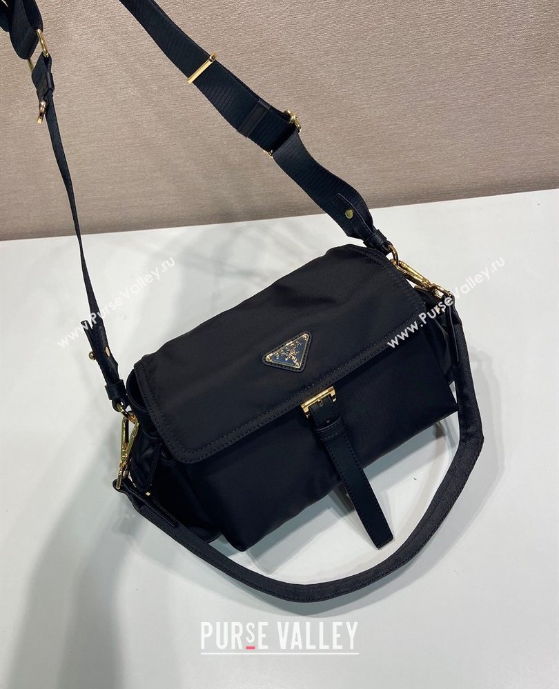 Prada Explore medium Re-Nylon shoulder bag with flap Black 2025 1BD394 (YZ-250808052)