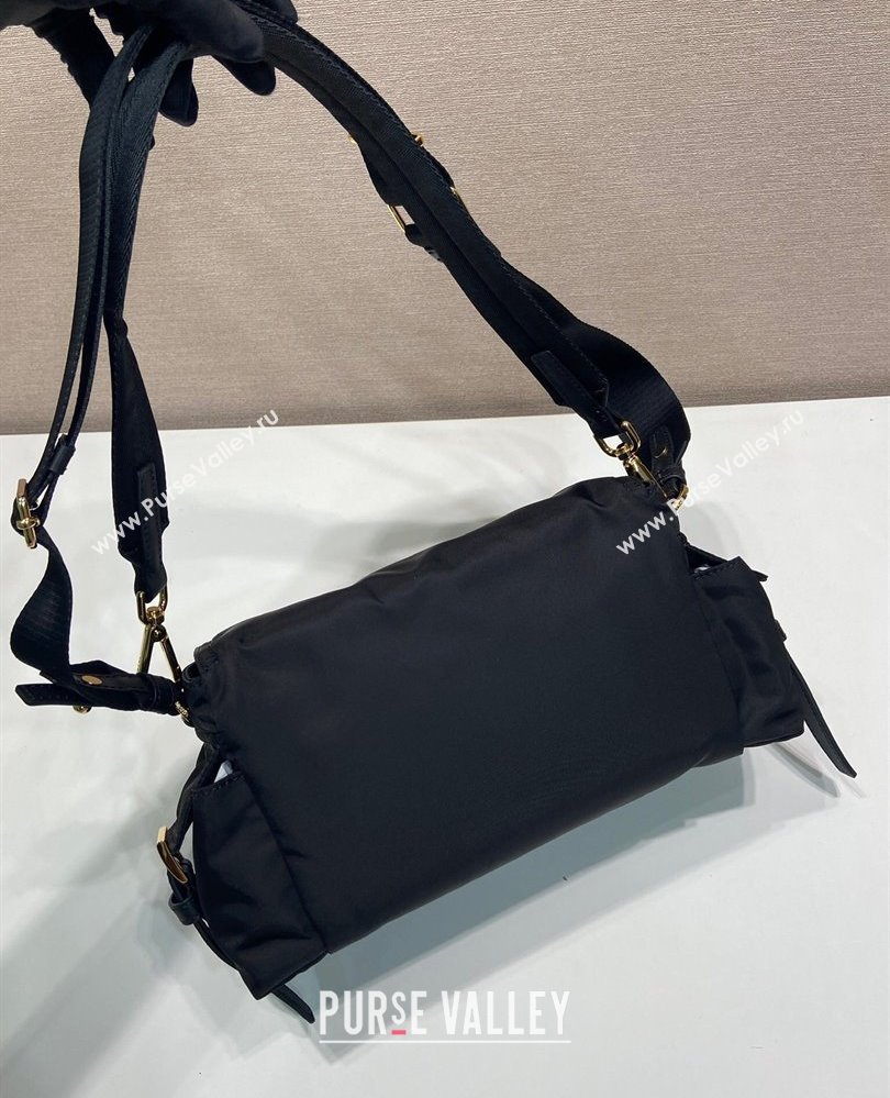 Prada Explore medium Re-Nylon shoulder bag with flap Black 2025 1BD394 (YZ-250808052)