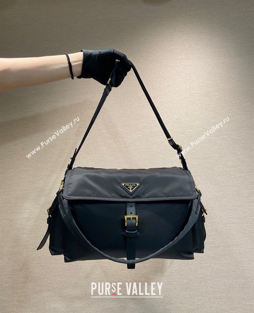 Prada Explore large Re-Nylon shoulder bag with flap Black 2025 1BD391 (YZ-250808056)