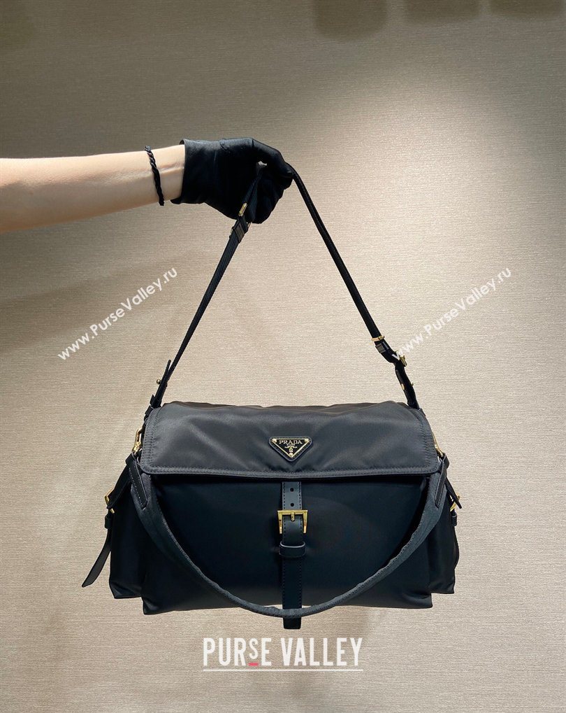 Prada Explore large Re-Nylon shoulder bag with flap Black 2025 1BD391 (YZ-260410090)