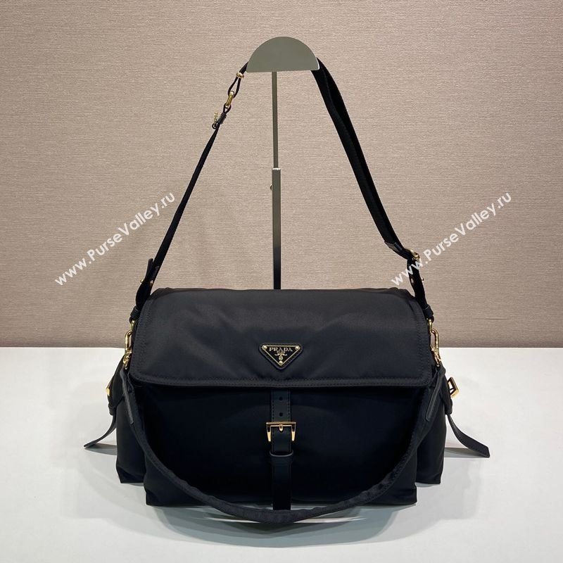Prada Explore large Re-Nylon shoulder bag with flap Black 2025 1BD391 (YZ-250808056)