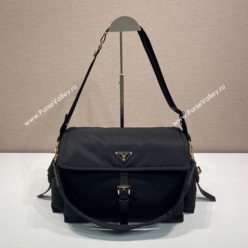 Prada Explore large Re-Nylon shoulder bag with flap Black 2025 1BD391 (YZ-260410090)