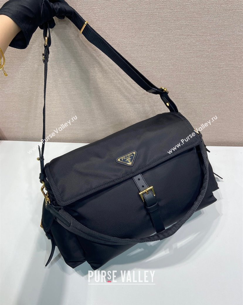 Prada Explore large Re-Nylon shoulder bag with flap Black 2025 1BD391 (YZ-250808056)