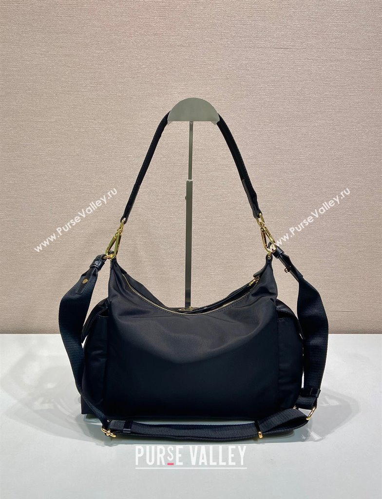 Prada Explore large Re-Nylon and leather shoulder bag Black 2025 1BC264 (YZ-250808057)