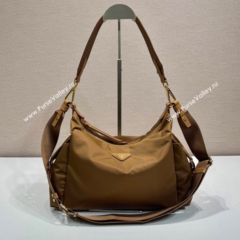 Prada Explore large Re-Nylon and leather shoulder bag Brandy Brown 2025 1BC264 (YZ-250808058)
