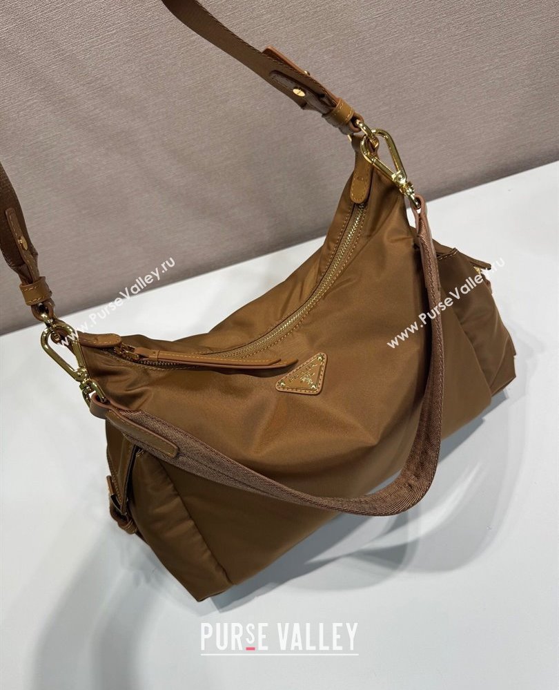 Prada Explore large Re-Nylon and leather shoulder bag Brandy Brown 2025 1BC264 (YZ-250808058)