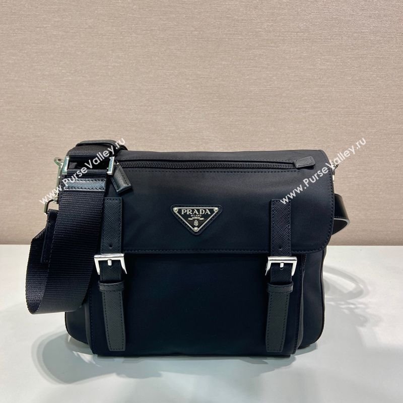 Prada Mens Nylon and Leather Messenger Bag Black 2025 2VD071 (YZ-250808078)