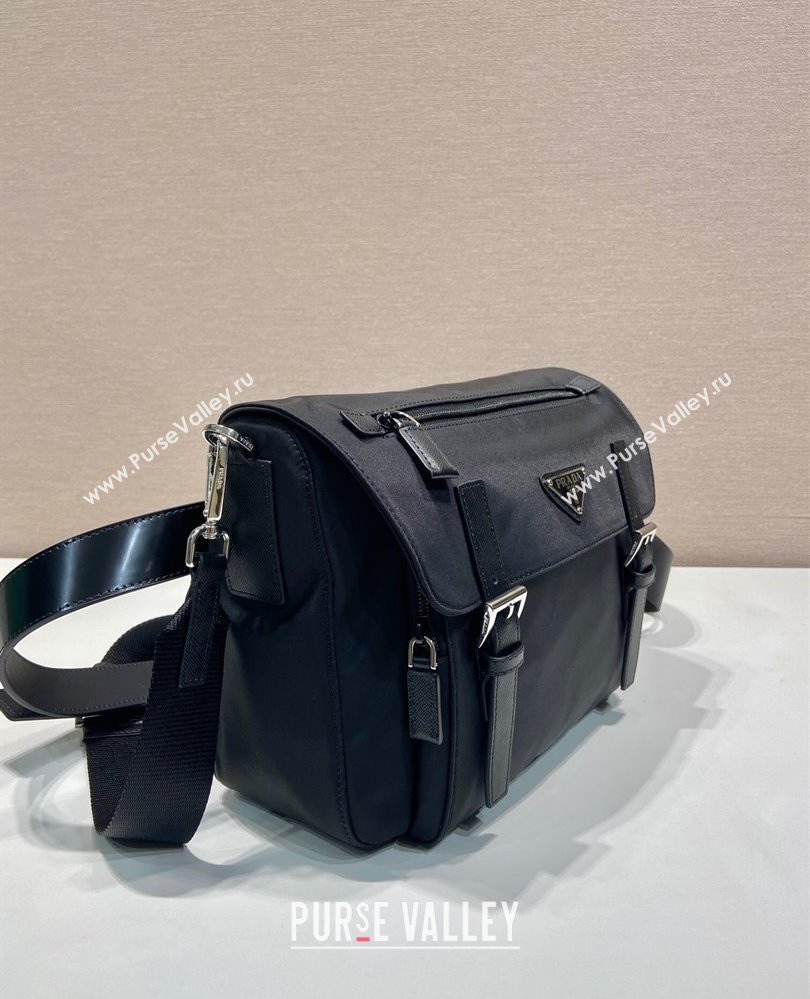 Prada Mens Nylon and Leather Messenger Bag Black 2025 2VD071 (YZ-250808078)