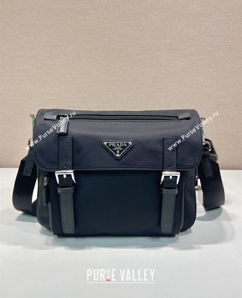 Prada Mens Nylon and Leather Messenger Bag Black 2025 2VD071 (YZ-250808078)