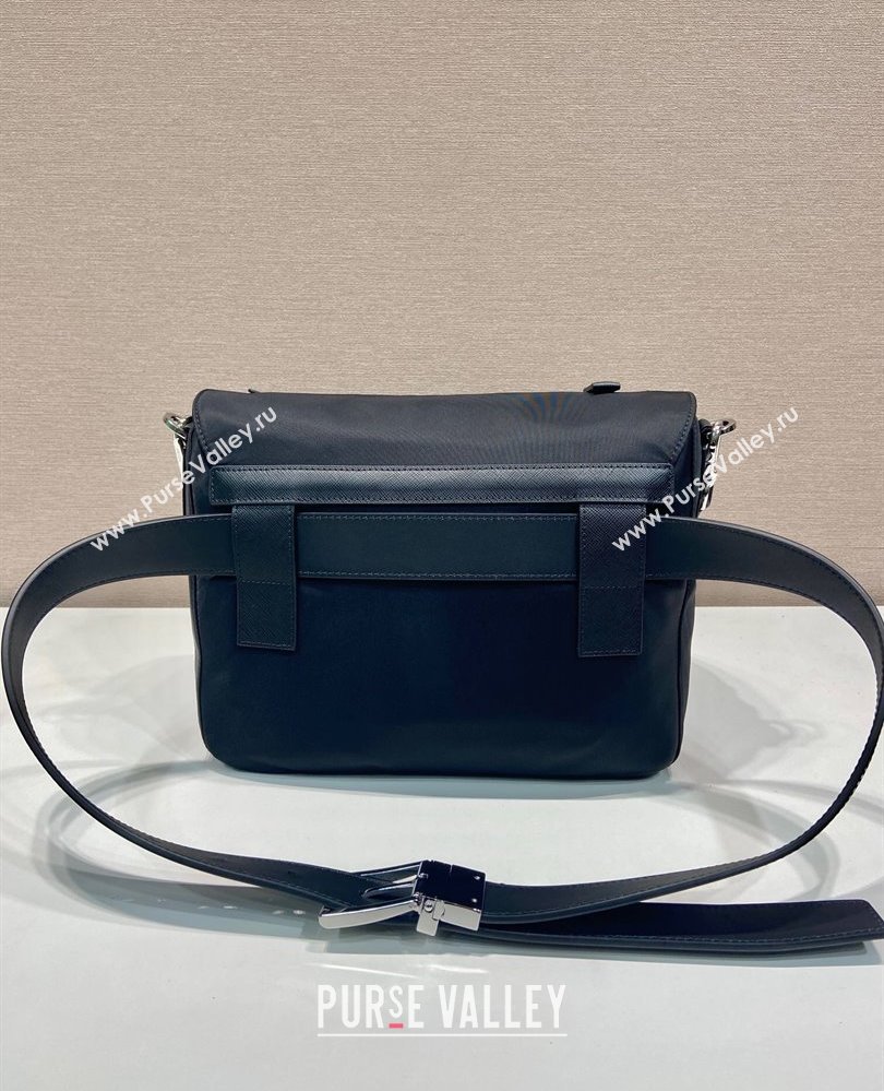 Prada Mens Nylon and Leather Messenger Bag Black 2025 2VD071 (YZ-250808078)