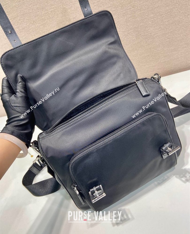 Prada Mens Nylon and Leather Messenger Bag Black 2025 2VD071 (YZ-250808078)