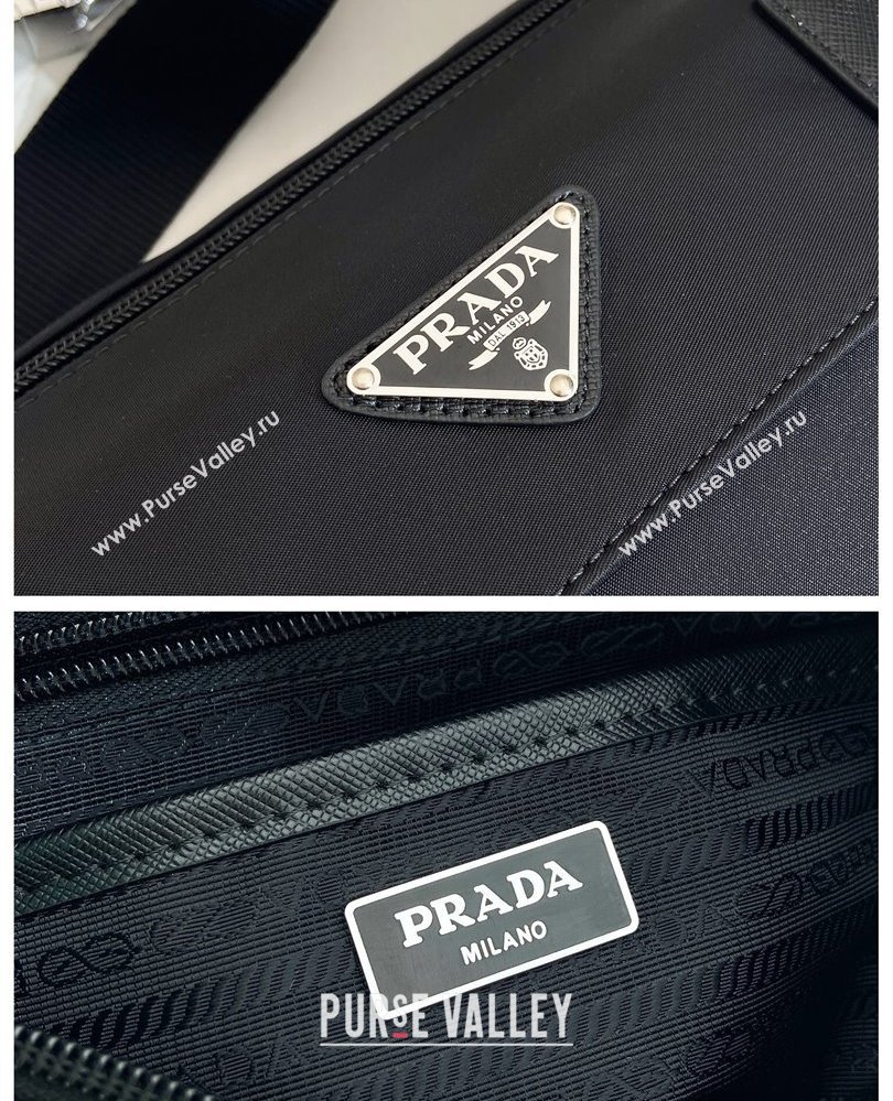Prada Mens Nylon and Leather Messenger Bag Black 2025 2VD071 (YZ-250808078)