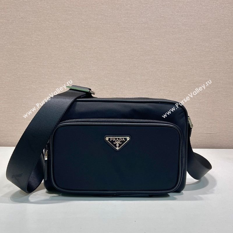 Prada Mens Small Re-Nylon and Saffiano leather shoulder bag Black 2025 2VH190 (YZ-250808079)