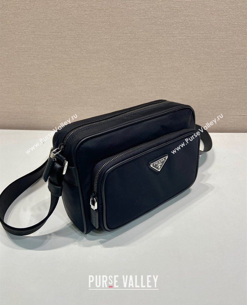 Prada Mens Small Re-Nylon and Saffiano leather shoulder bag Black 2025 2VH190 (YZ-250808079)