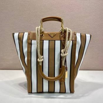 Prada Large Printed Canvas and Leather Tote Bag 1BG561 Brown 2025 (YZ-250808060)