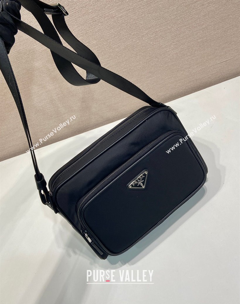 Prada Mens Small Re-Nylon and Saffiano leather shoulder bag Black 2025 2VH190 (YZ-250808079)