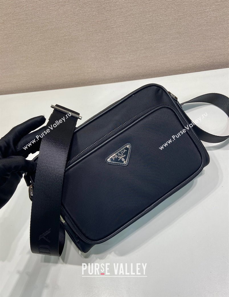Prada Mens Small Re-Nylon and Saffiano leather shoulder bag Black 2025 2VH190 (YZ-250808079)