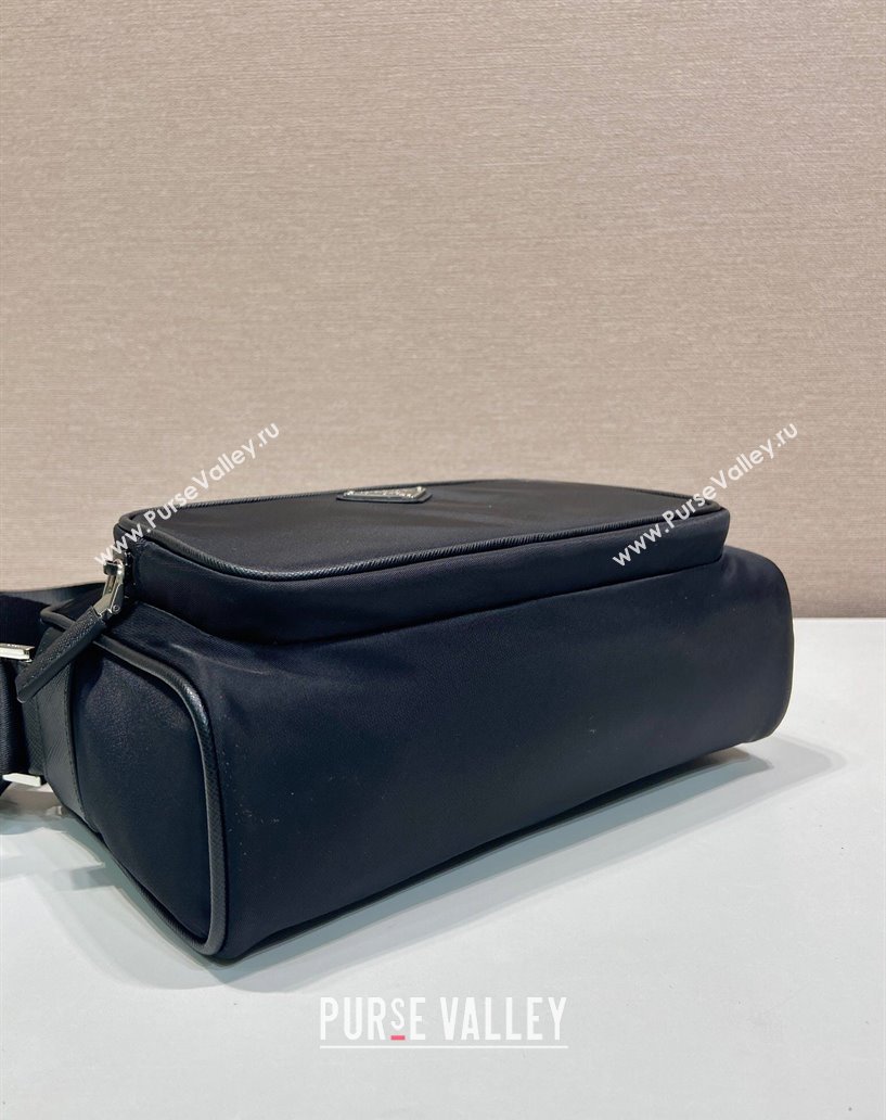 Prada Mens Small Re-Nylon and Saffiano leather shoulder bag Black 2025 2VH190 (YZ-250808079)