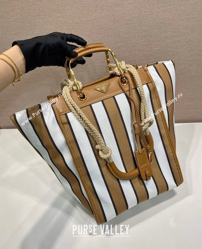 Prada Large Printed Canvas and Leather Tote Bag 1BG561 Brown 2025 (YZ-250808060)
