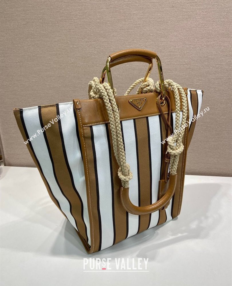 Prada Large Printed Canvas and Leather Tote Bag 1BG561 Brown 2025 (YZ-250808060)